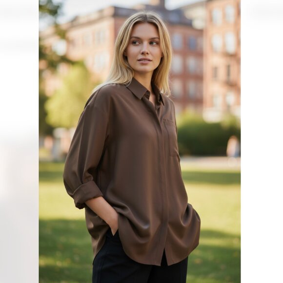Nike Tops - NWT NIKE $130 PerfectStretch Women's Dri-FIT Oversized Long-Sleeve Top Brown M